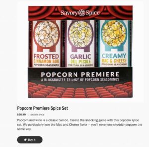 screenshot of savory spice popcorn assortment spice set.